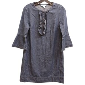 Draper James Blue Chambray Denim Ruffle-Front Dress Size 4